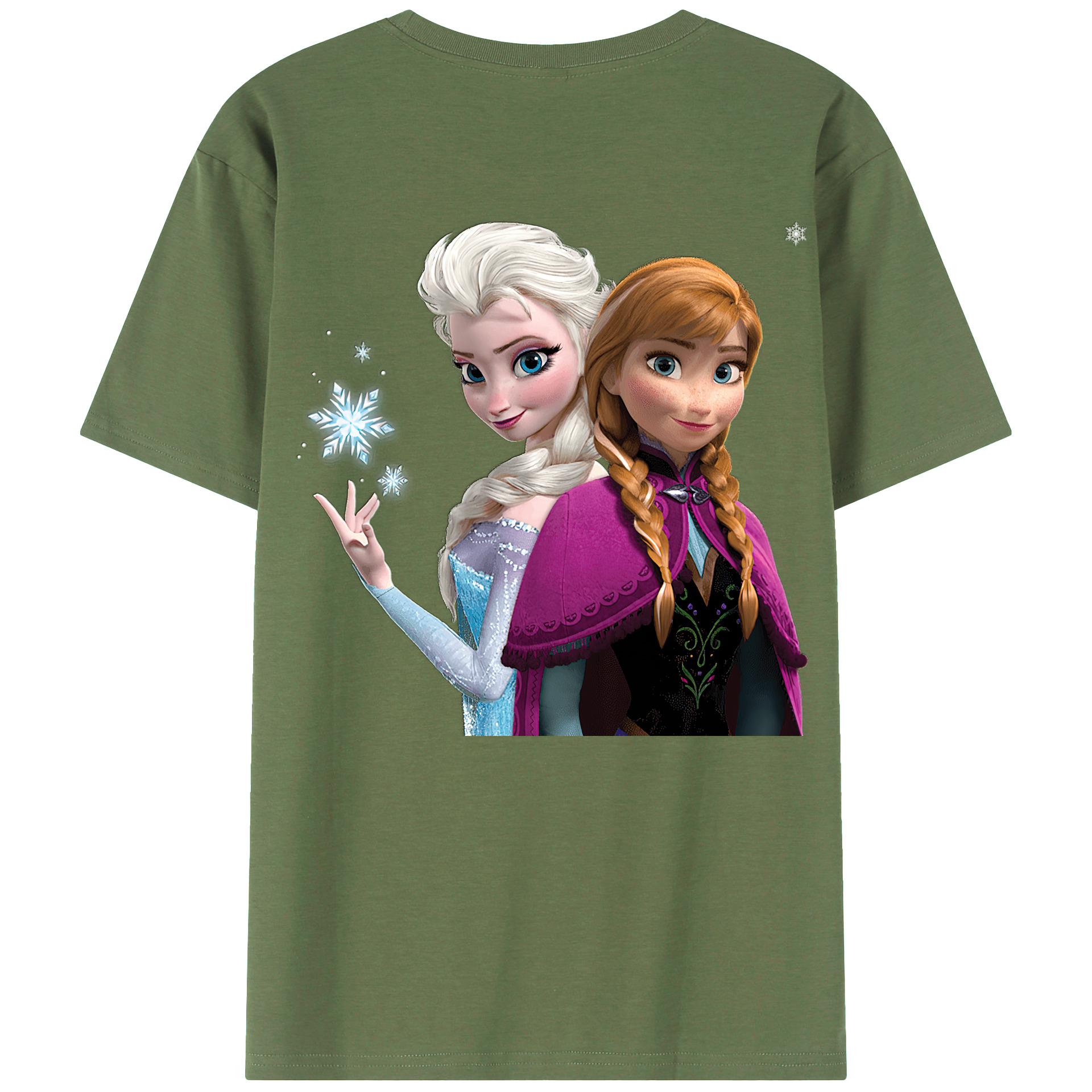 （画像用） アナと雪の女王 アンナ エルサ Frozen Anna Elsa 綿100％ メンズ半袖Tシャツ（バックプリント） 通気性